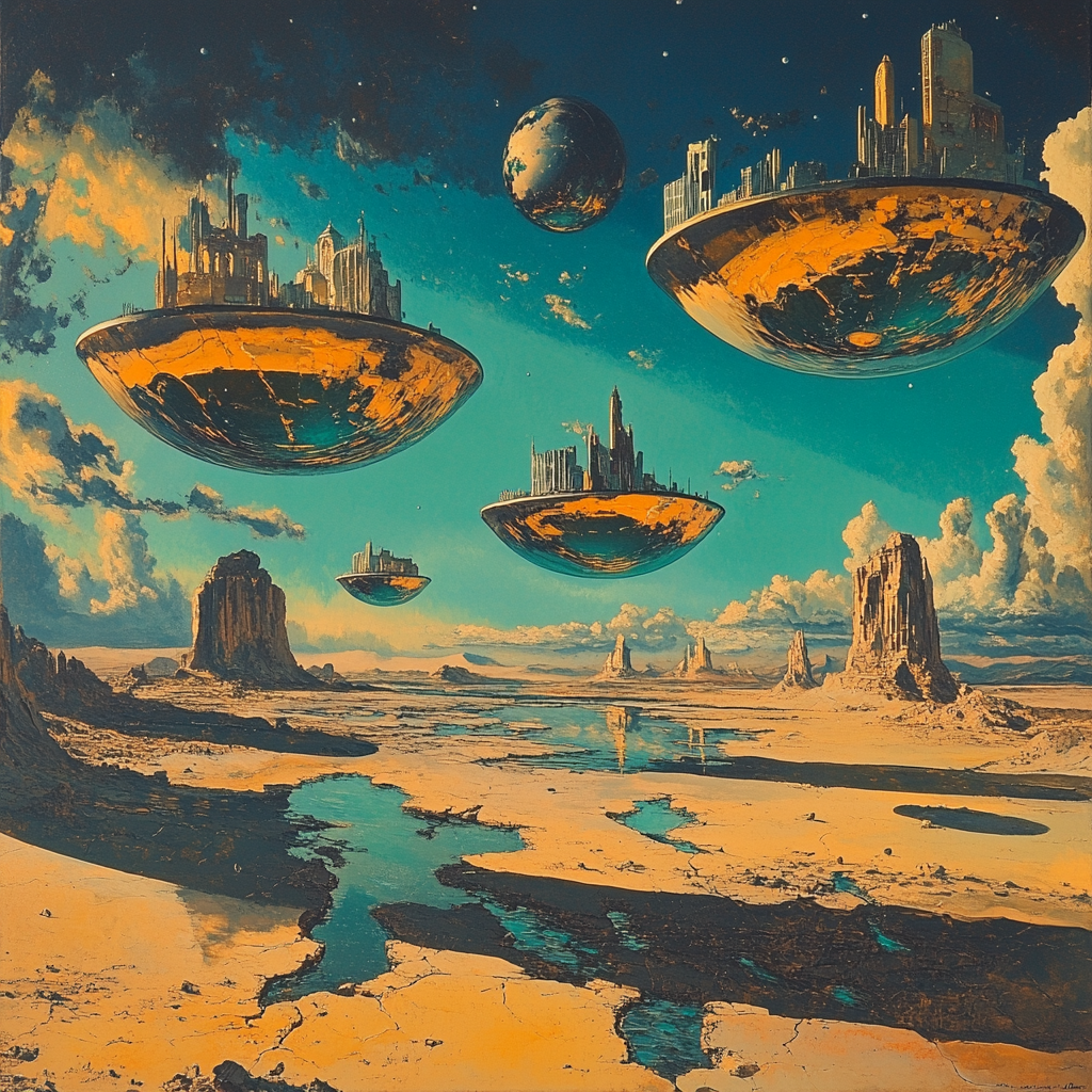 Salvador Dali Inspired Floating Islands paint by color