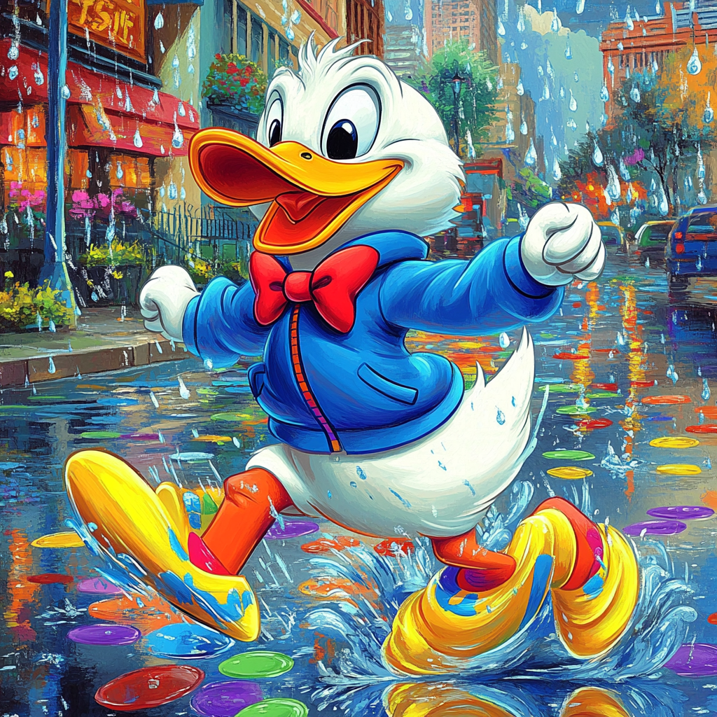 Donald Duck’s Rainy Day Splash Disney Inspired DIY paint by numbers