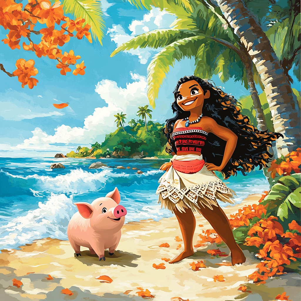 Moana And Pua’s Tropical Shore Adventure Disney Inspired paint by numbers