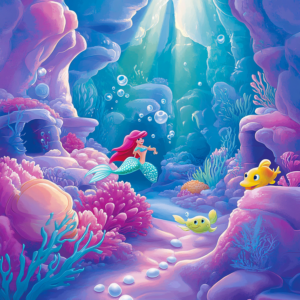 Ariel’s Underwater Treasure Cove Disney Inspired Paint by numbers art