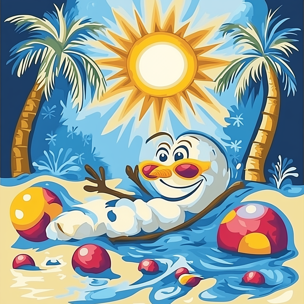 Olaf’s Sunny Summer Surprise Disney Inspired Number painting