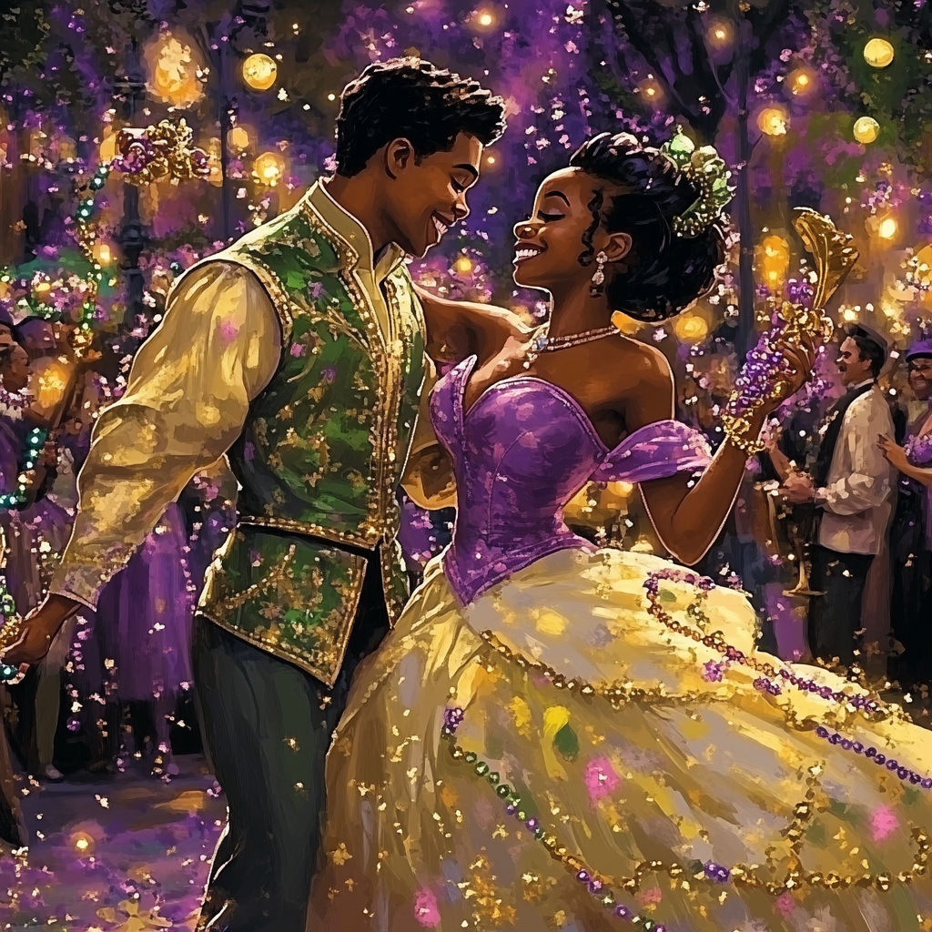 Tiana And Naveen’s Festive Mardi Gras Dance Disney Inspired Paint by numbers art