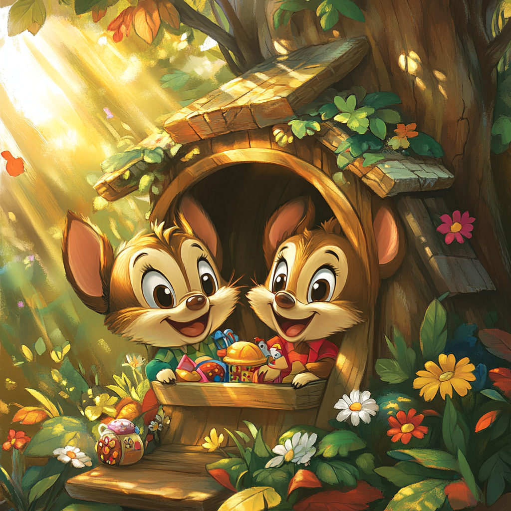 Chip And Dale’s Woodland Hideout Disney Inspired paint by numbers