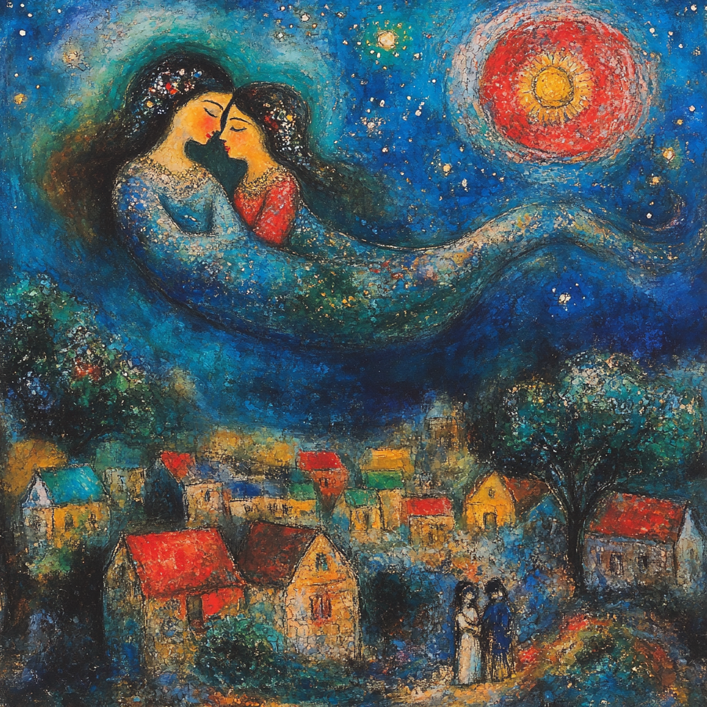 Marc Chagall Inspired Flying Lovers Paint by numbers kits