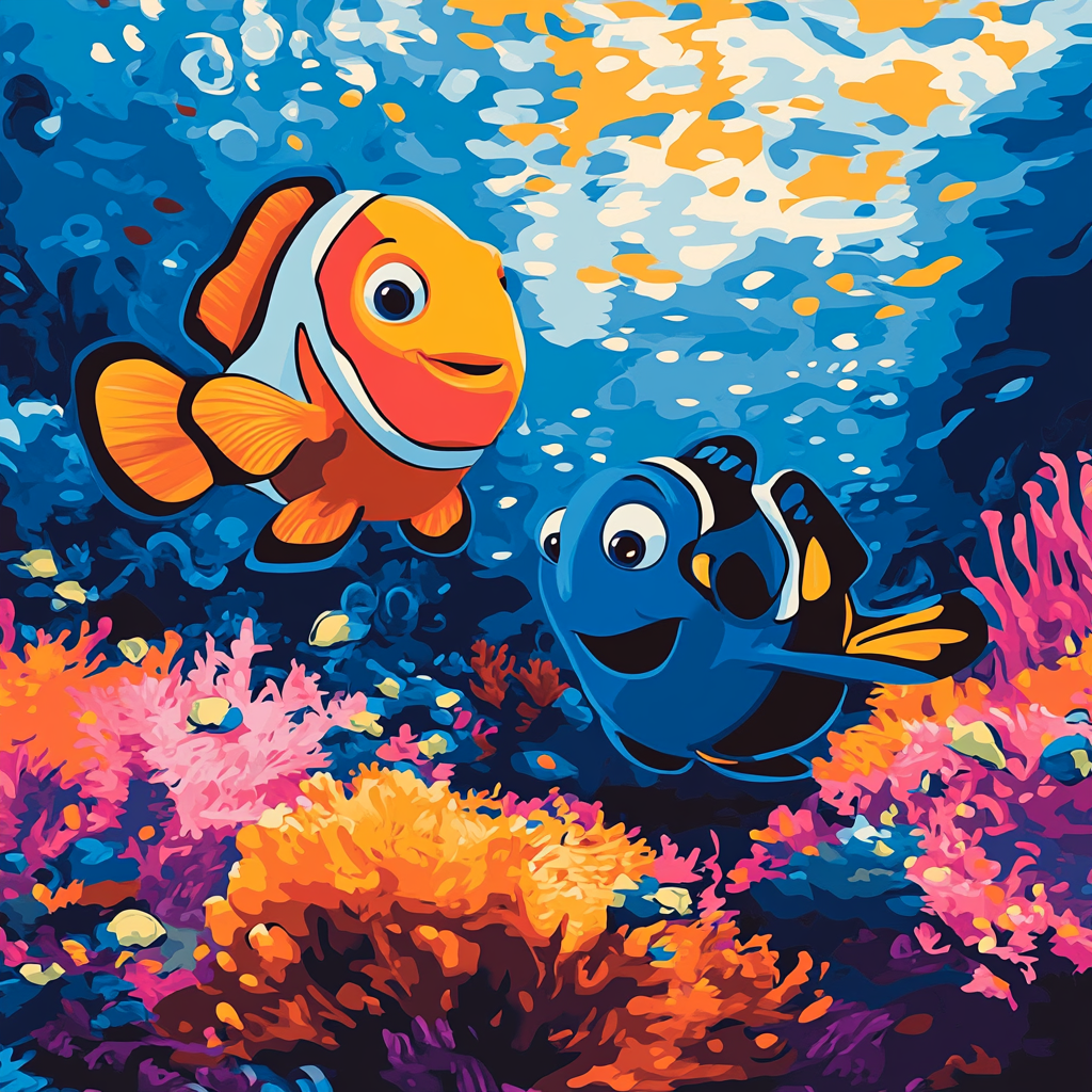 Nemo And Dory’s Vibrant Coral Reef Adventure Disney Inspired paint by numbers