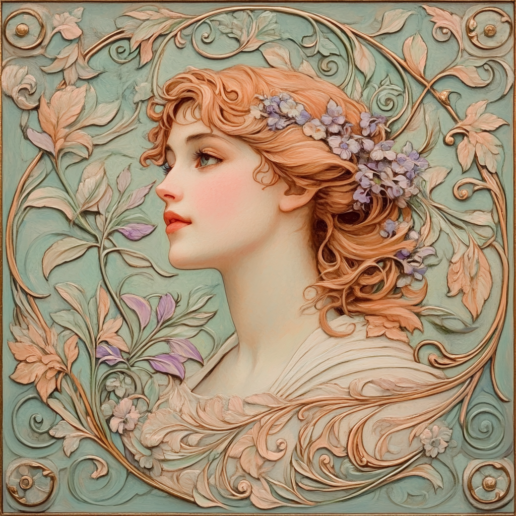 Alphonse Mucha Inspired Floral Woman paint by number
