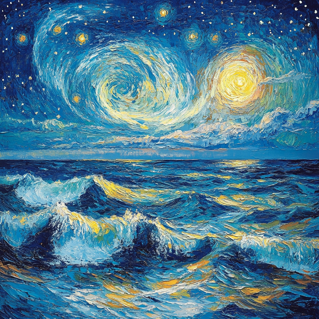 Vincent Van Gogh Inspired Starry Ocean Paint by numbers kits