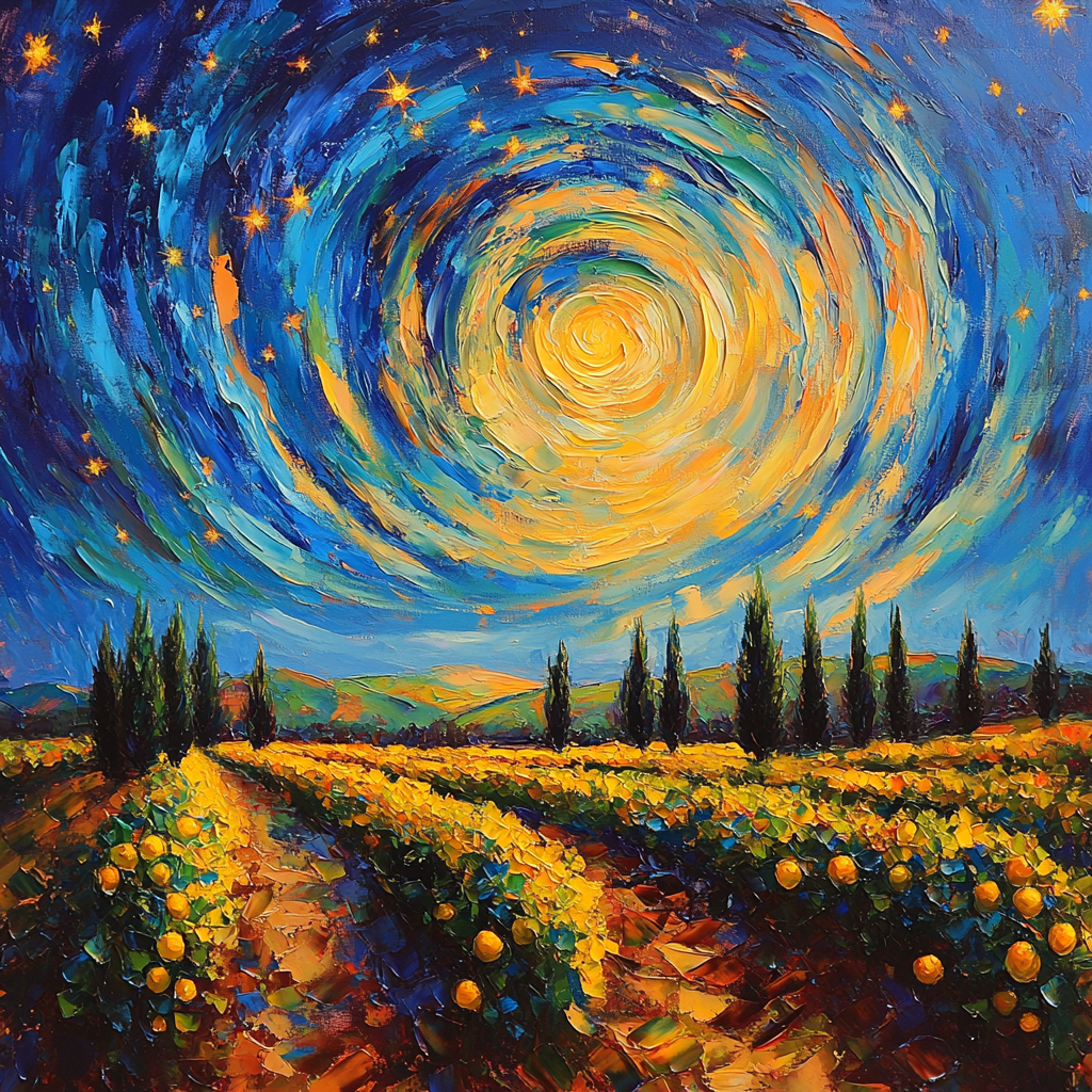 Van Gogh Inspired Starry Orchard Paint by numbers art