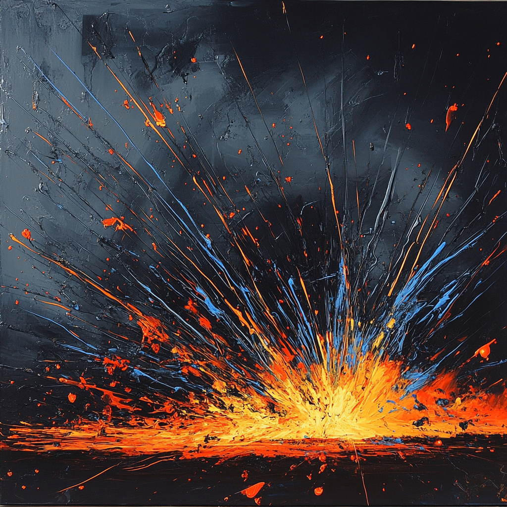 Jackson Pollock Inspired Train Sparks At Night Paint by numbers artJackson Pollock Inspired Train Sparks at Night - DIY Painting By Numbers Kit - Image 5