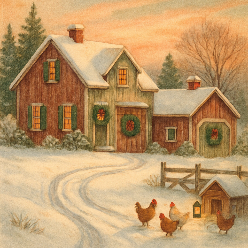 Sled Tracks At Sunrise Farm Number painting