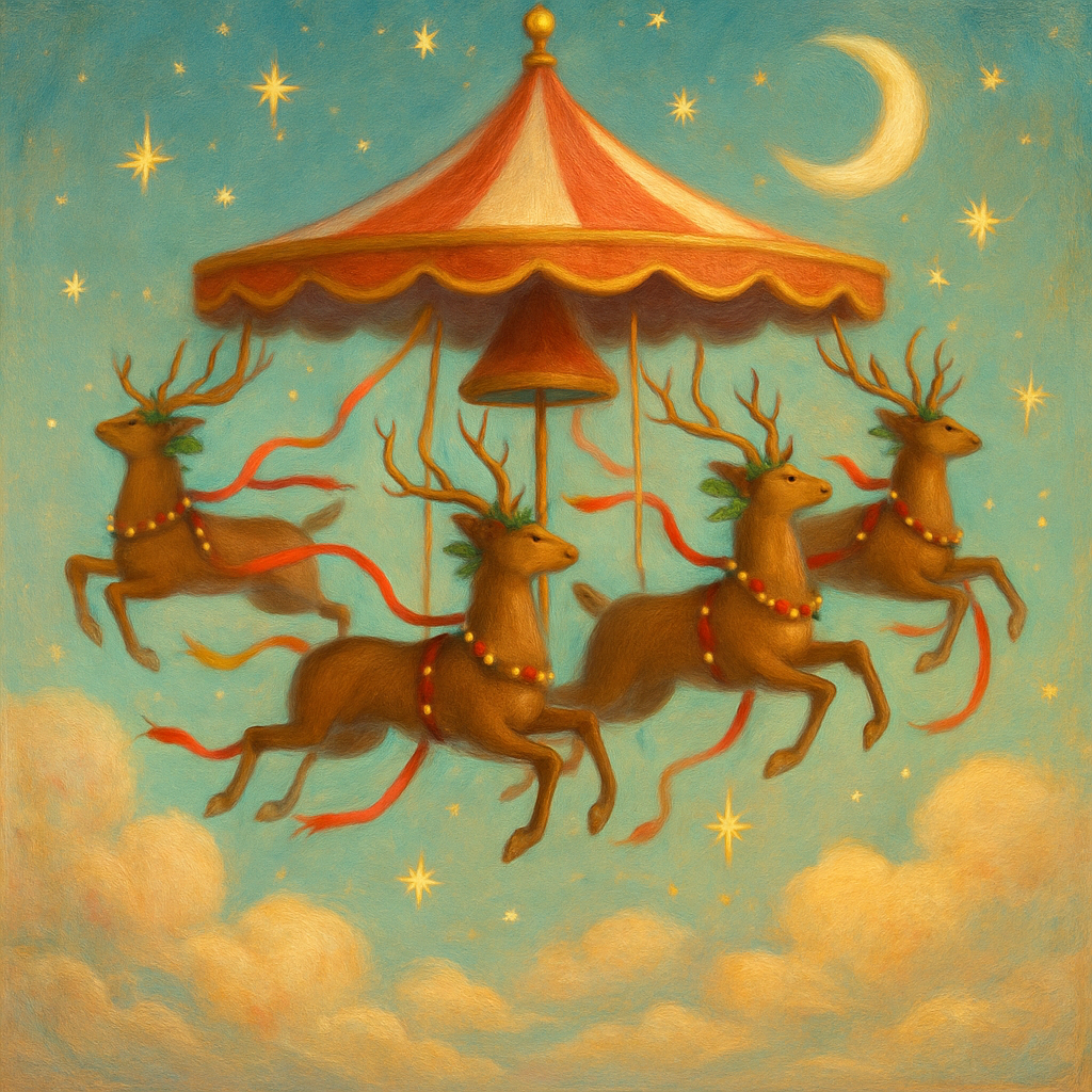 Reindeer Carousel Above The Clouds Paint by numbers kits