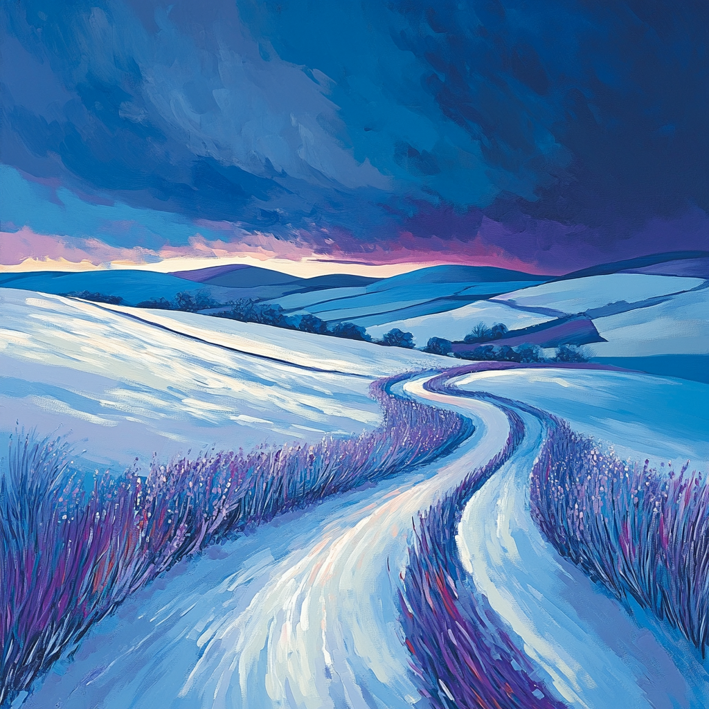 Frederick Varley Inspired Frostfire Meadow Under Cobalt Stormlight paint by numbers