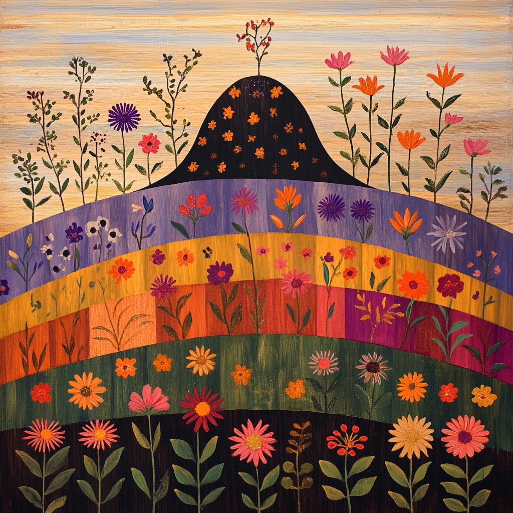 Frida Kahlo Inspired Volcano Bloom Memory Field Numbered painting kits