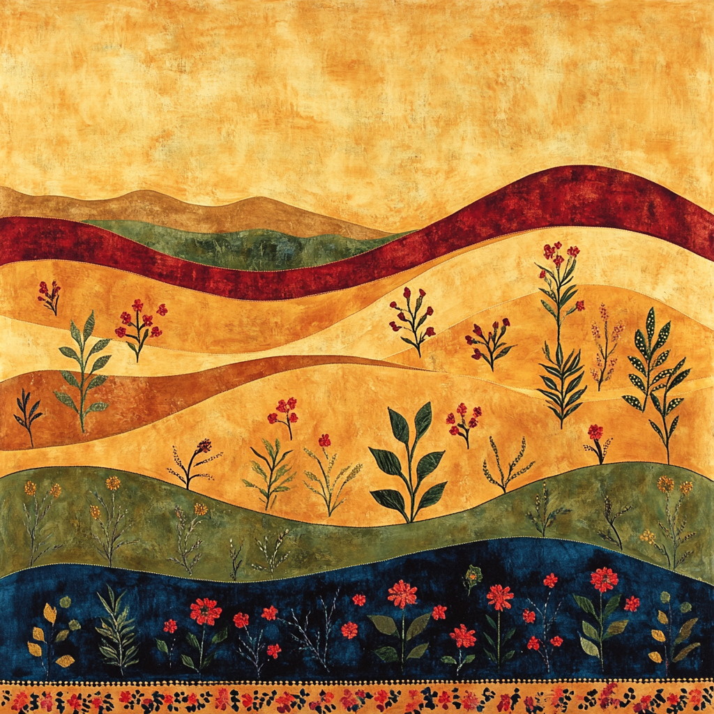 Frida Kahlo Inspired Desert Wind Embroidery Sky paint by color