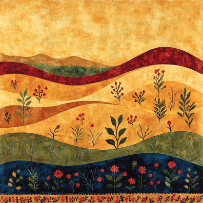 Frida Kahlo Inspired Desert Wind Embroidery Sky paint by color