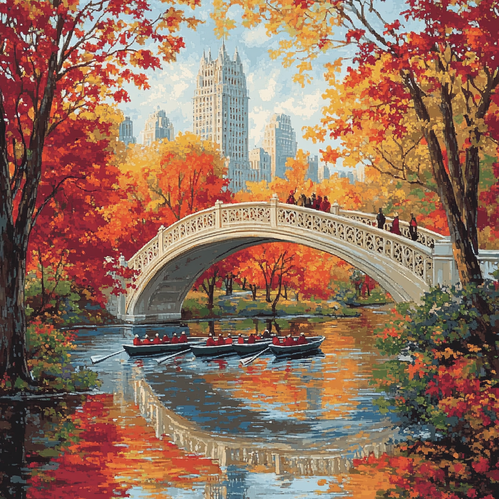 Central Park Bow Bridge Autumn Scene New York United States Paint by numbers kits