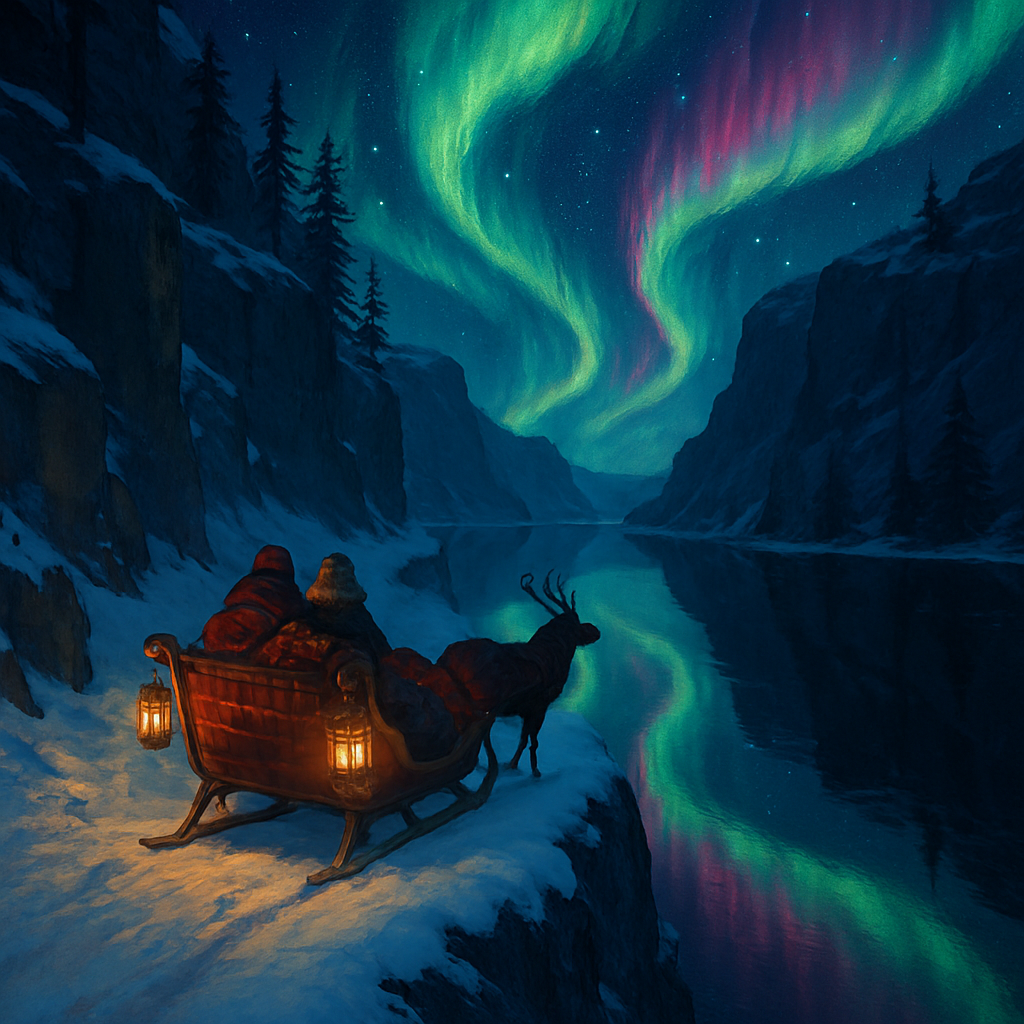 Aurora Sleigh Ride Above The Fjord paint by numbers
