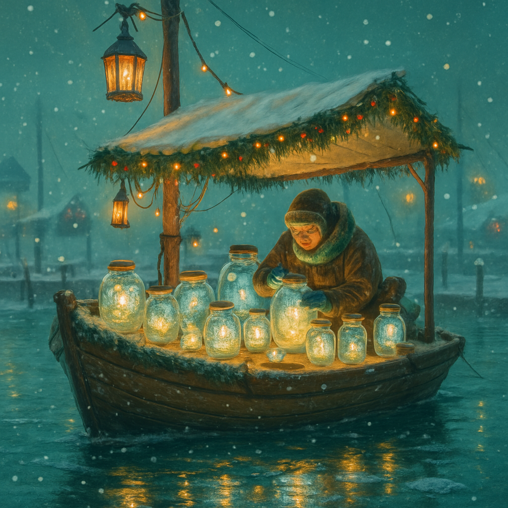 Christmas Lantern Boat Laboratory Number painting