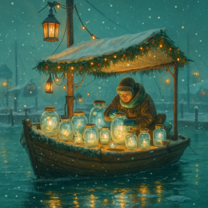Christmas Lantern Boat Laboratory Number painting
