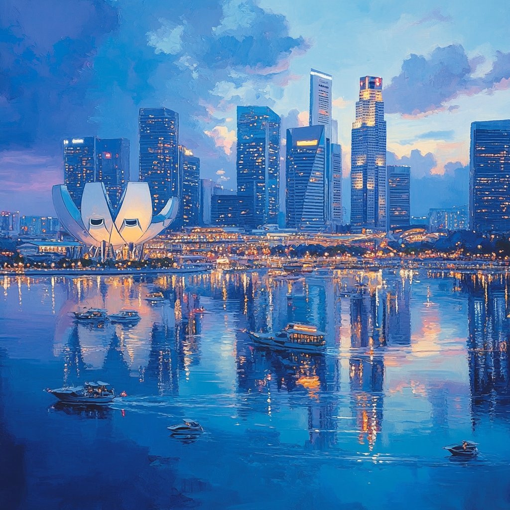 Marina Bay Skyline Dusk Singapore painting number kitMarina Bay Skyline Dusk Singapore - DIY Painting By Numbers Kit - Image 5