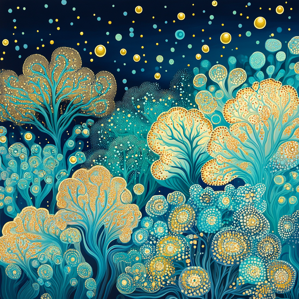 Gustav Klimt Inspired Golden Coral Reef Numbered painting kits