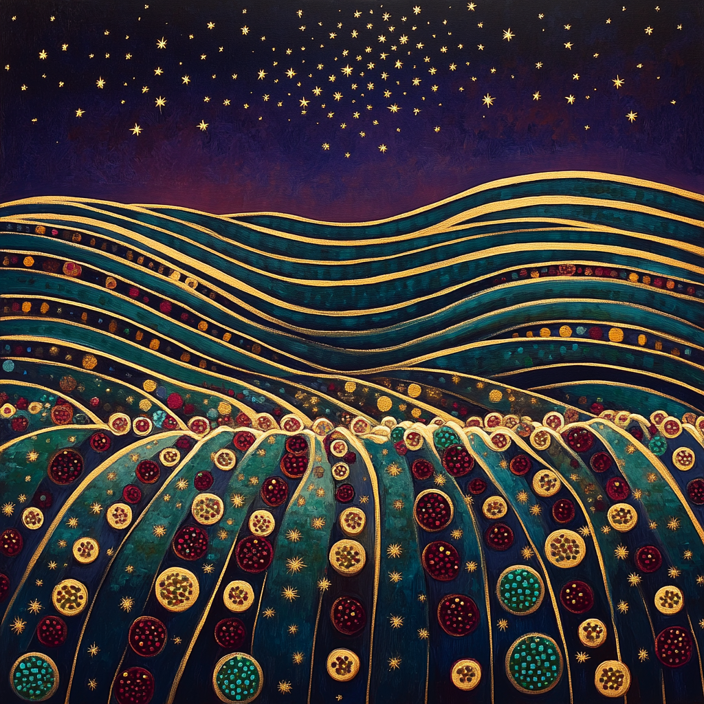 Gustav Klimt Inspired Spiral Vineyard Night Paint by numbers art