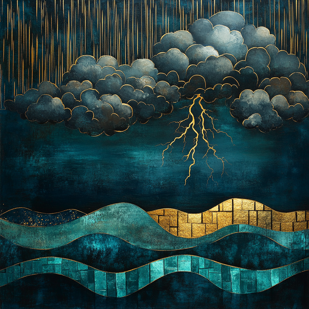 Gustav Klimt Inspired Ornamental Thunderstorm Sea Painting by numbers kit