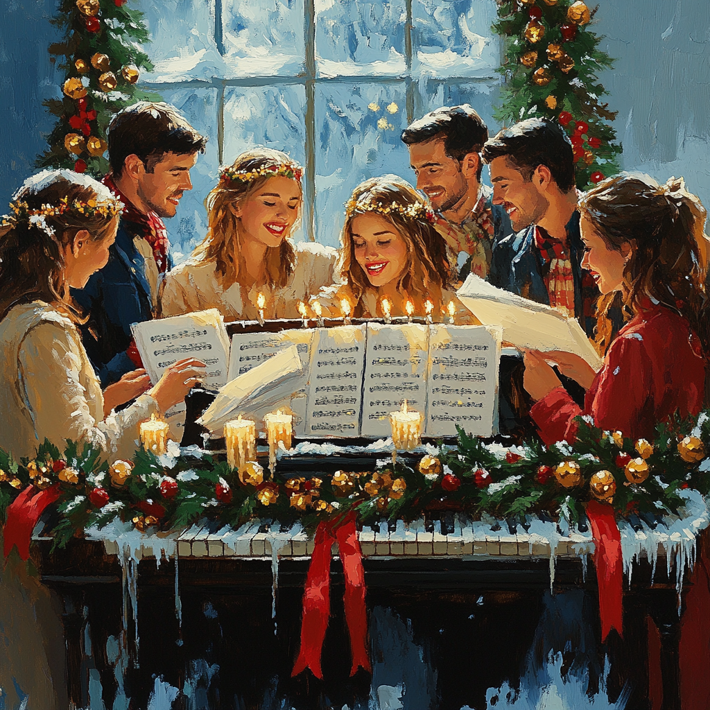 Garlanded Piano Carol DIY paint by numbers