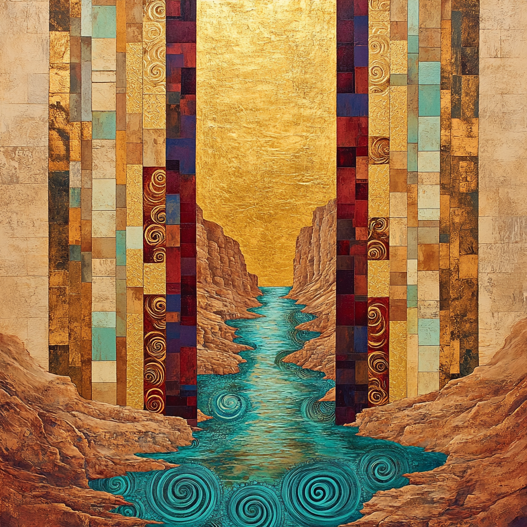 Gustav Klimt Inspired Mosaic Canyon Walls Numbered painting kits