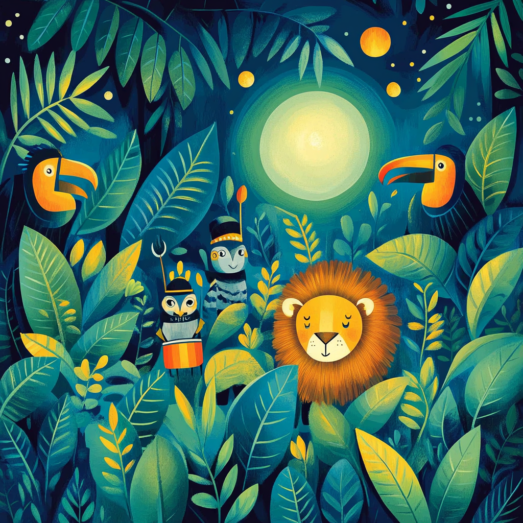 Henri Rousseau Inspired Jungle Parade paint by color