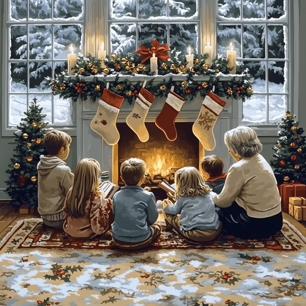 Stockings And Storytime Glow paint by number