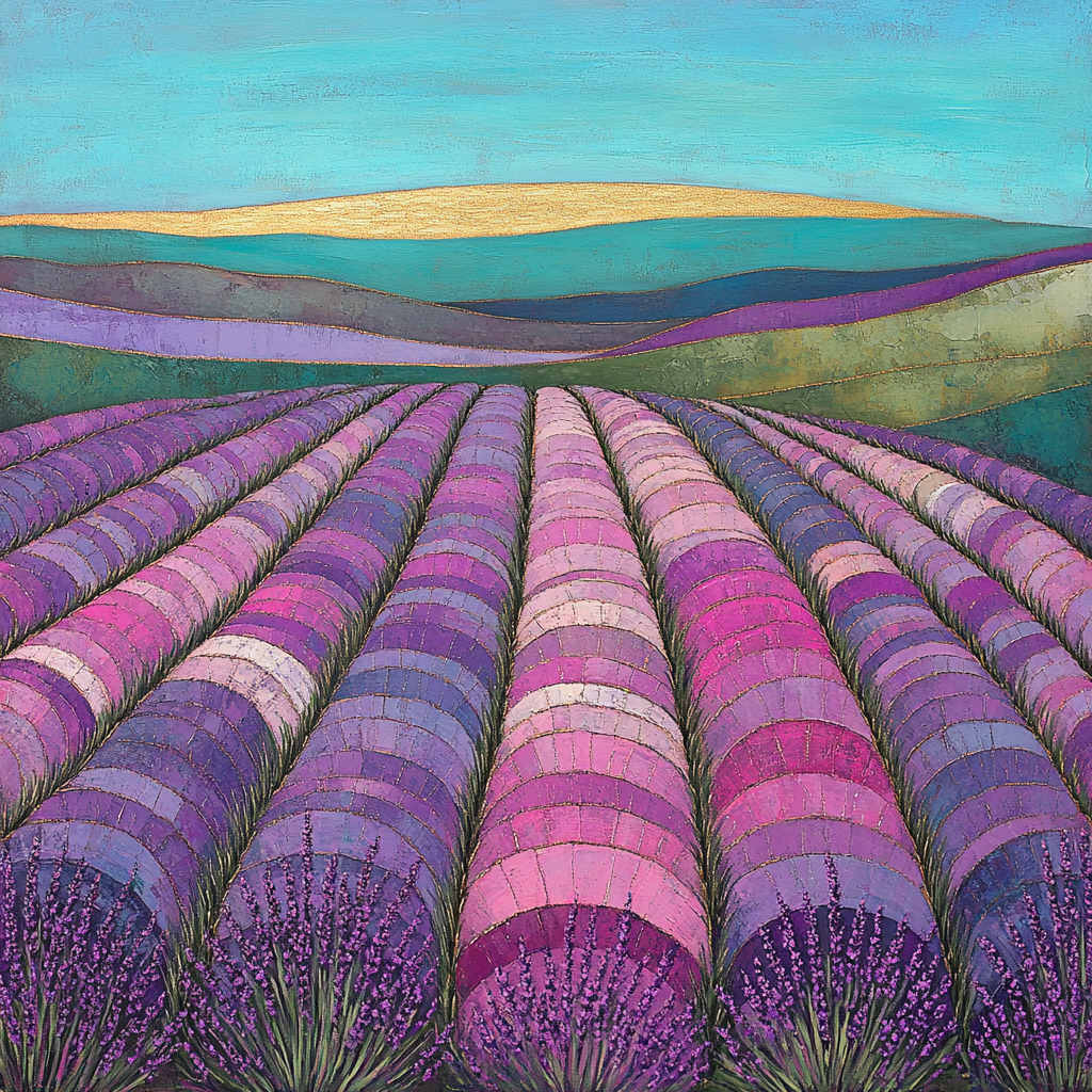 Gustav Klimt Inspired Patterned Lavender Fields DIY paint by numbers