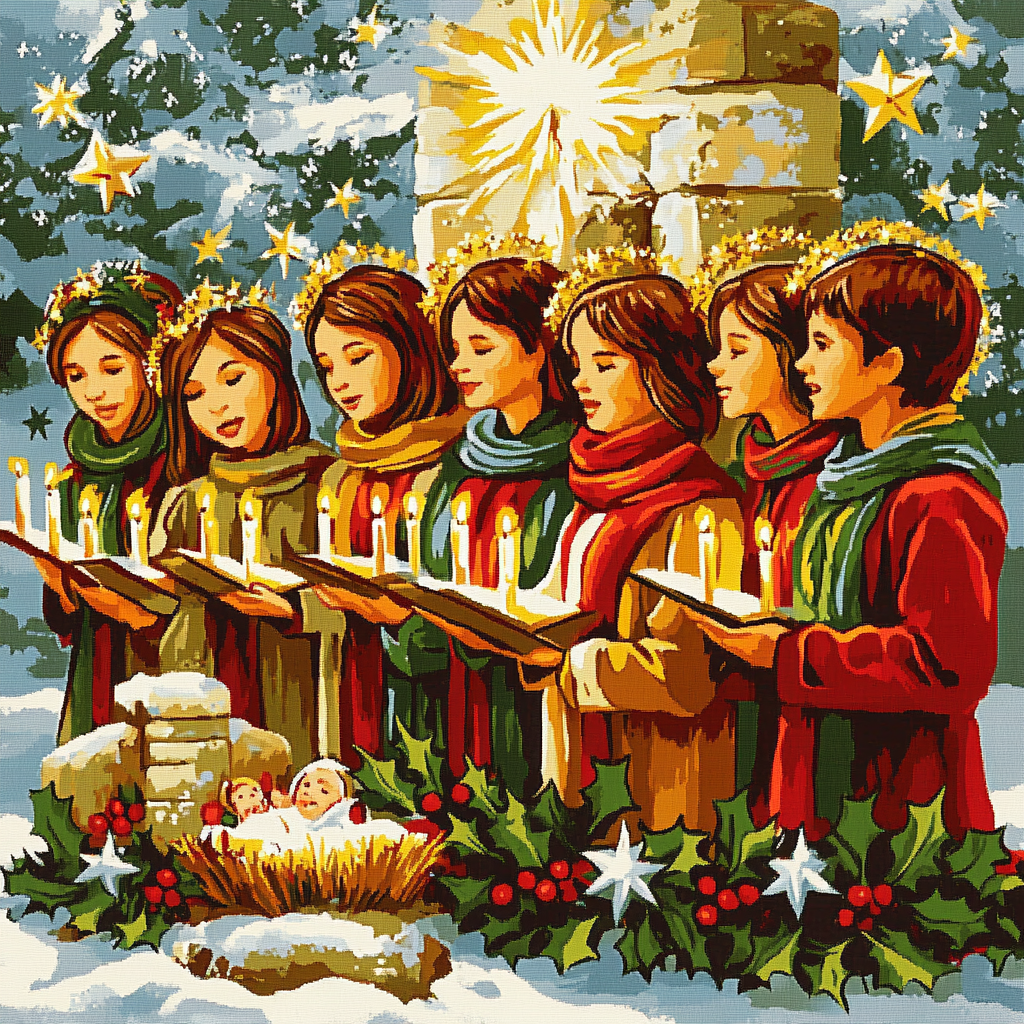 Nativity Candle Chorus Painting by numbers kit