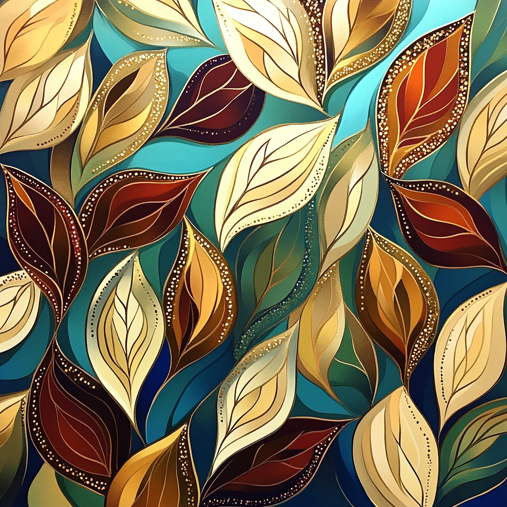 Gustav Klimt Inspired Golden Autumn Canopy Carpet Paint by numbers art