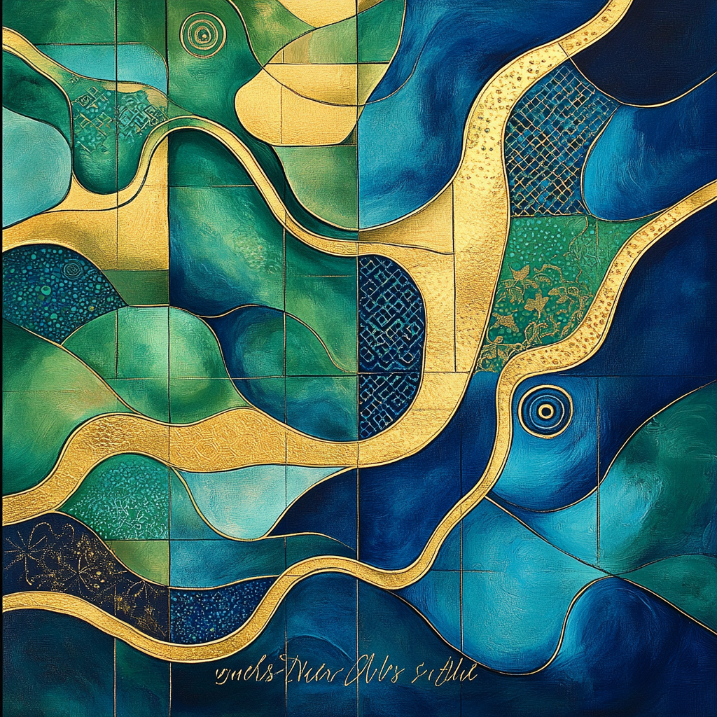 Gustav Klimt Inspired Patterned River Delta Number painting