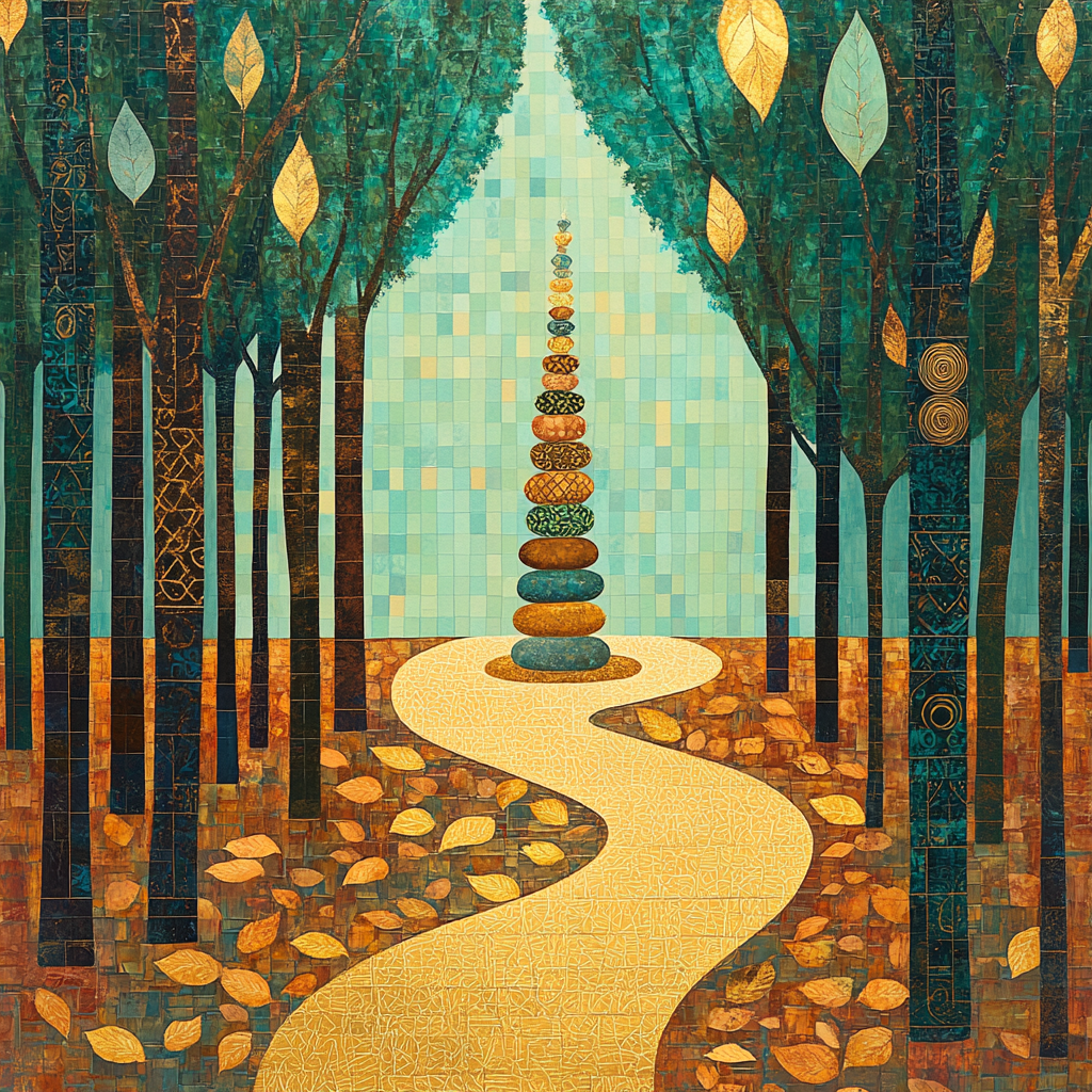Gustav Klimt Inspired Golden Orchard Pathway Numbered painting kitsGustav Klimt Inspired Golden Orchard Pathway - DIY Painting By Numbers Kit - Image 5