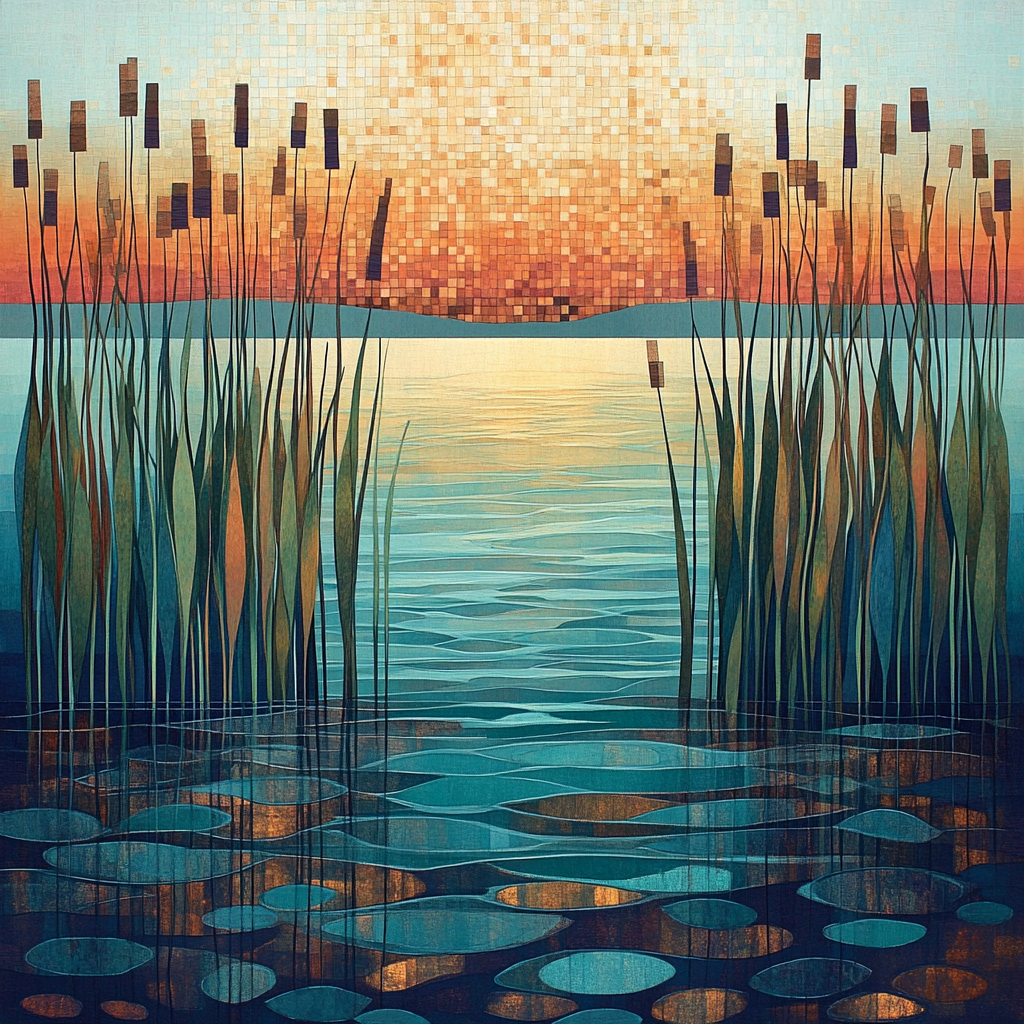 Gustav Klimt Inspired Decorative Marsh Sunset paint by number