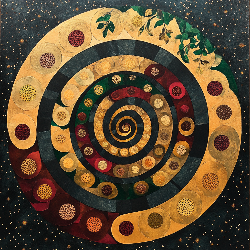 Gustav Klimt Inspired Spiral Orchard Galaxy painting number kit