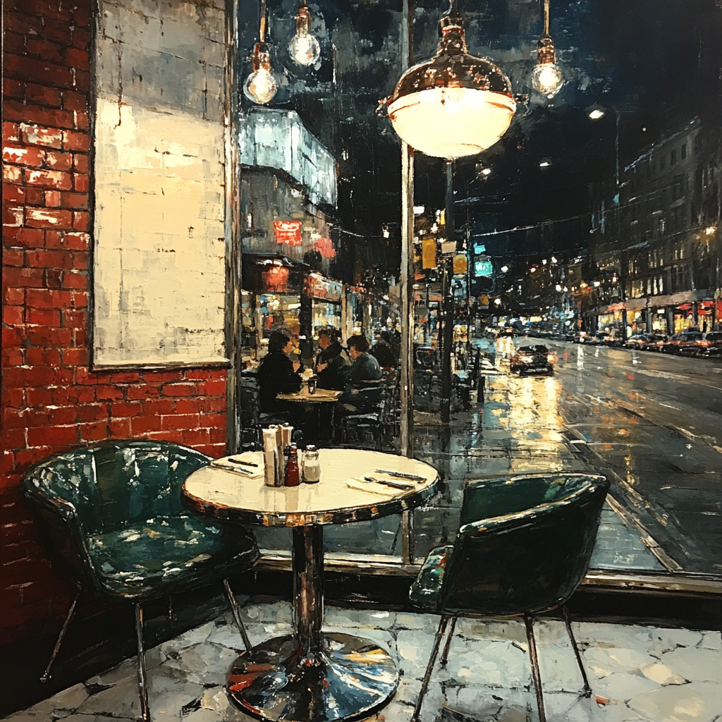 Edward Hopper Inspired Night Diner Number painting
