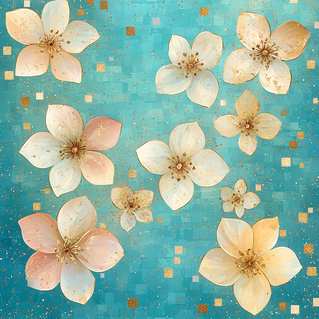 Gustav Klimt Inspired Patterned Cherry Blossom Drift paint by color