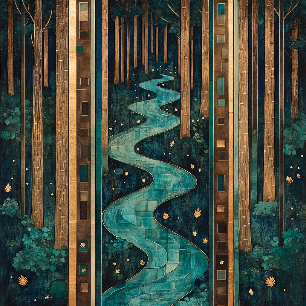 Gustav Klimt Inspired Golden Forest Stream Paint by numbers kits