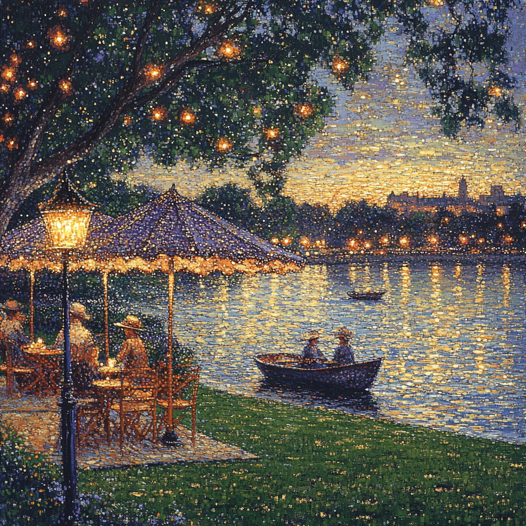 Georges Seurat Inspired Park At Dusk Paint by numbers kits