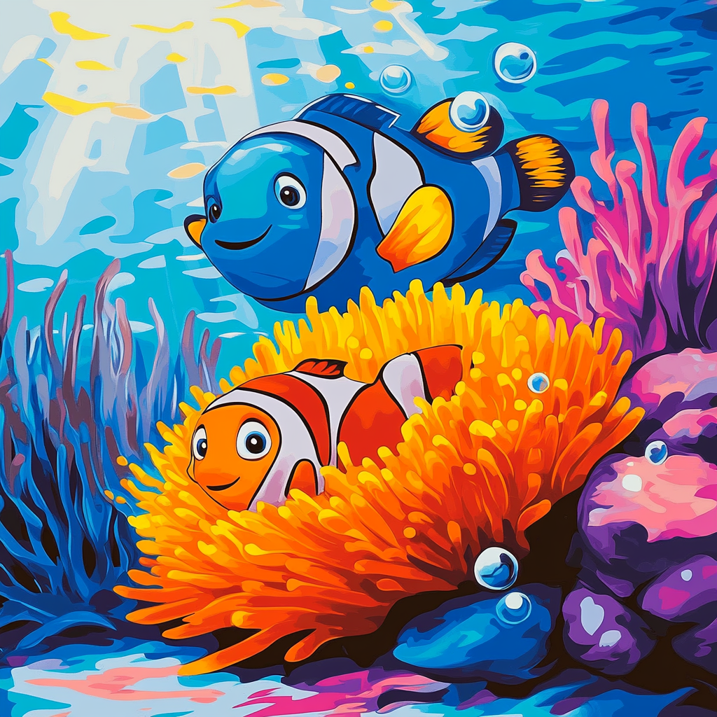 Nemo And Marlin Anemone Home Peek Disney Inspired DIY paint by numbers