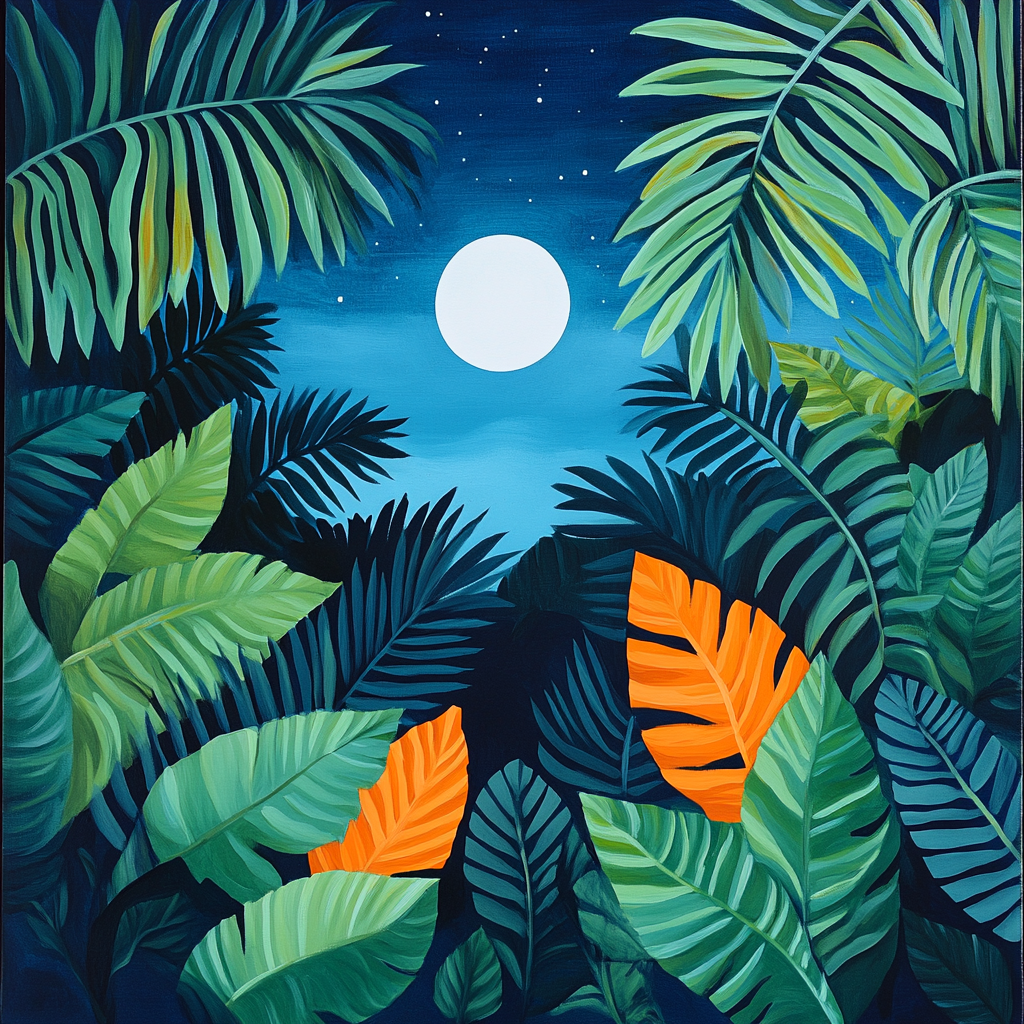 Henri Rousseau Inspired Moonlit Tigers DIY paint by numbersHenri Rousseau Inspired Moonlit Tigers - DIY Painting By Numbers Kit - Image 5