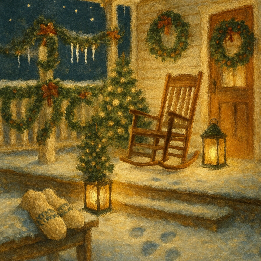 Fireside Porch With Icicle Chimes Numbered painting kits