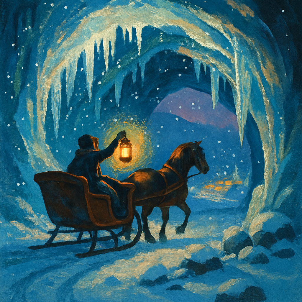 Sleigh Ride Through Crystal Cave Entrance Painting by numbers kit