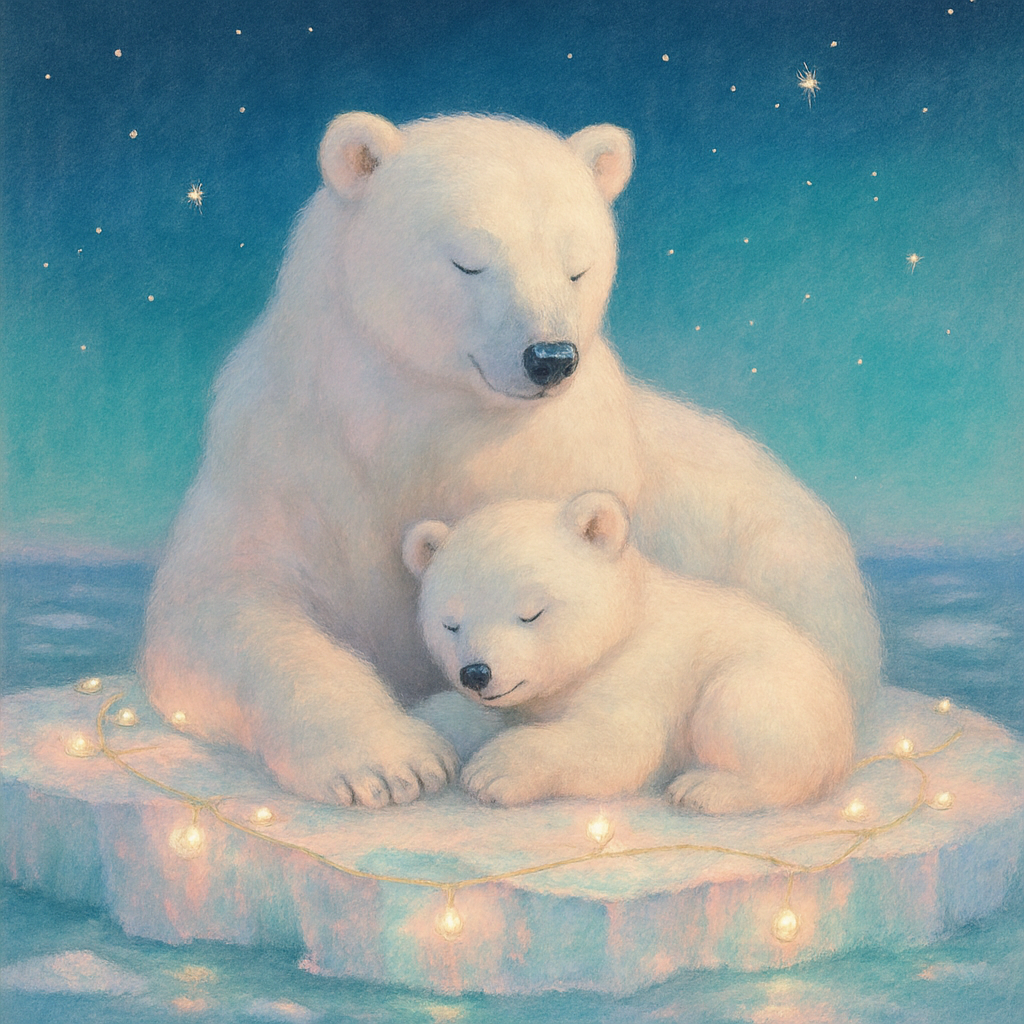 Polar Bears Under Twinkle Lights DIY paint by numbers