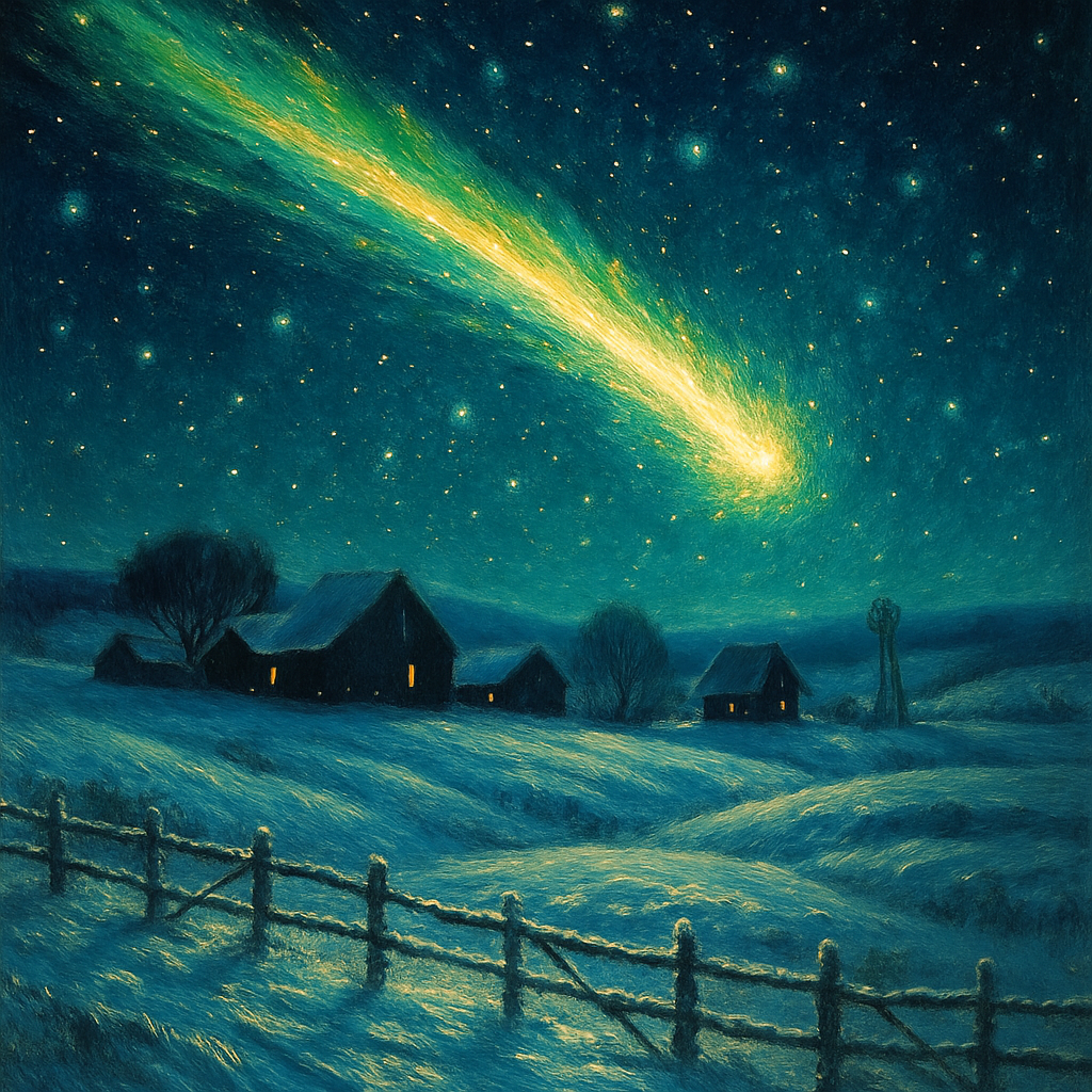Christmas Comet Over Countryside DIY paint by numbers