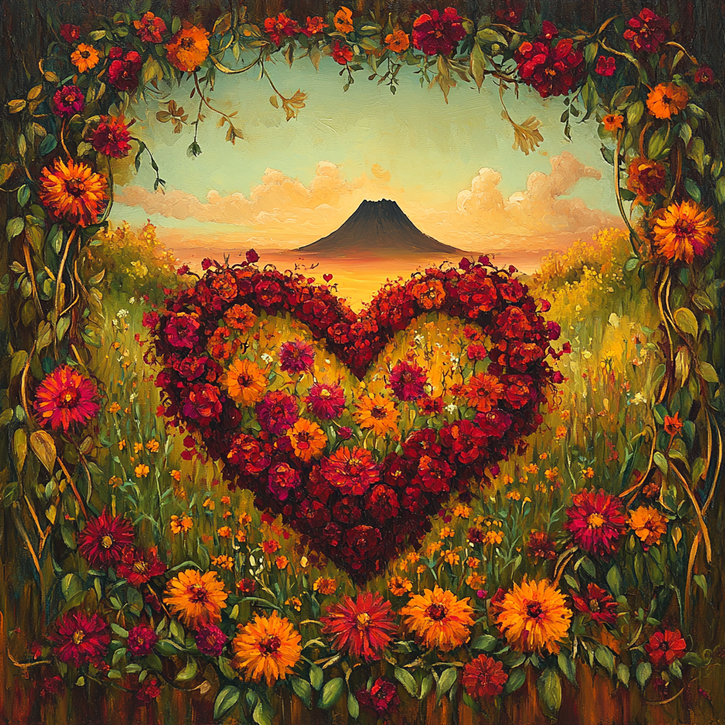 Frida Kahlo Inspired Volcanic Heart Garden Painting by numbers kit