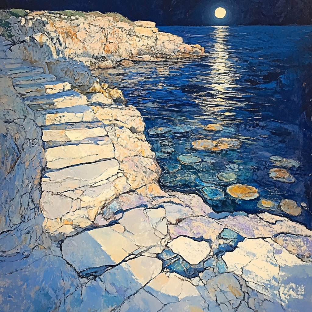 Edgar Degas Inspired Fossil Reef In Moonlit Tides Paint by numbers kits